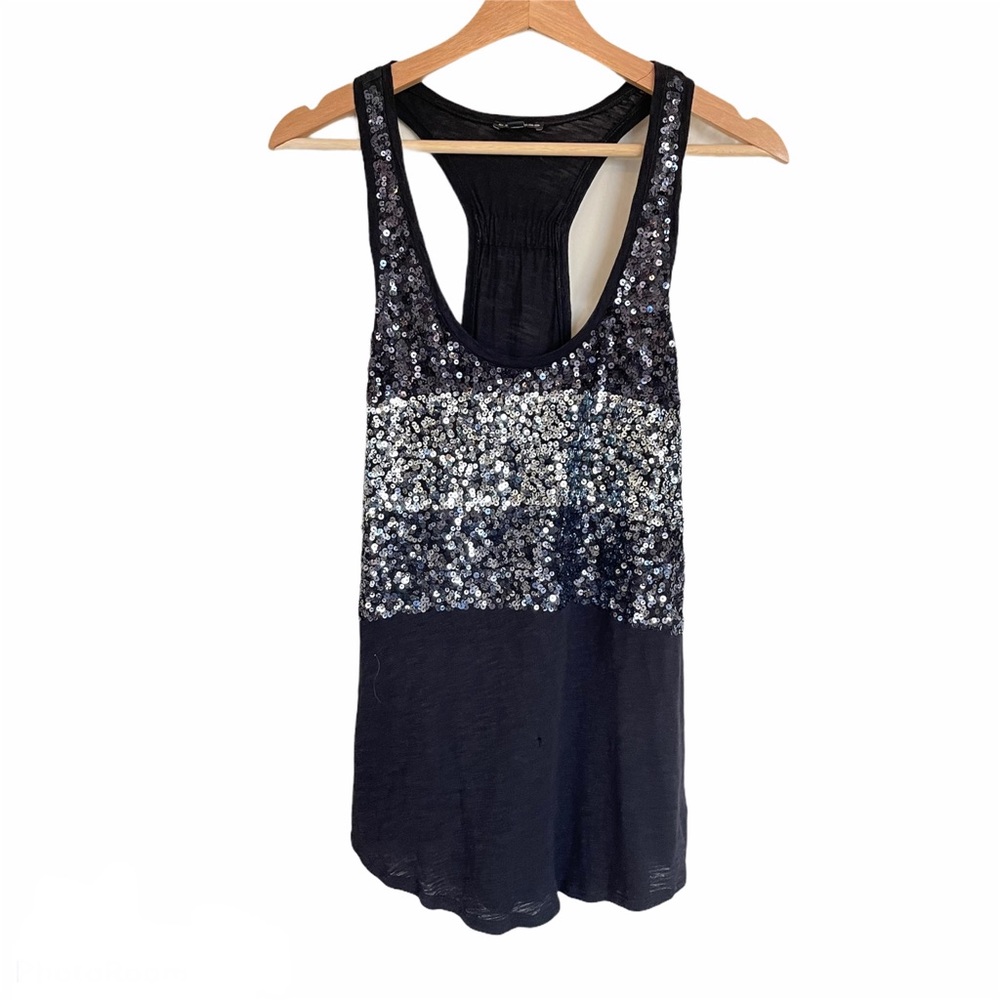 Express Black sequin Razorback Tank  M
